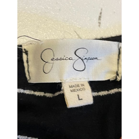 Jessica Simpson Women Striped Wrap Maxi Dress Embroidery Tie Waist Black White L - Picture 5 of 6